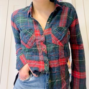 Navy Flannel Button Down